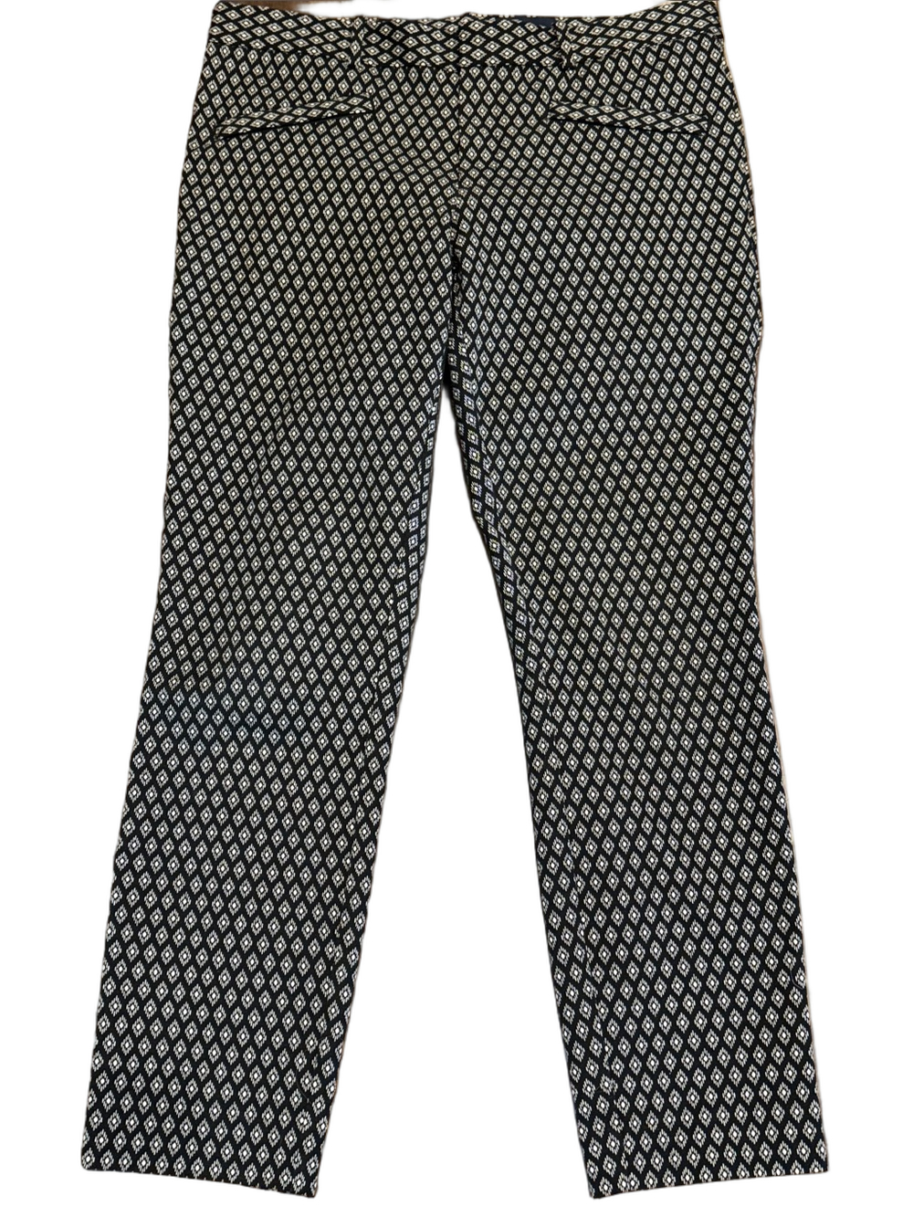 GAP Black and White Cropped Patterned Ankle Pants Size 12